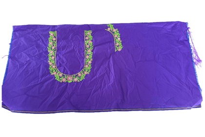 Elegant Purple Floral Embroidered Unstitched Blouse Piece