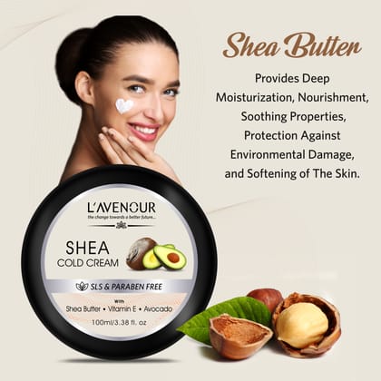 L'avenour Shea Cold Cream For Dry Skin, Deep Hydration, SLS & Paraben Free Moisturizer - 100ml