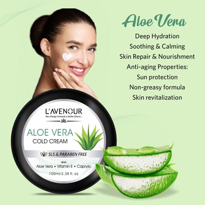 L'avenour Aloe Vera Cold Cream For Dry Skin, Deep Hydration, SLS & Paraben Free Moisturizer - 100ml