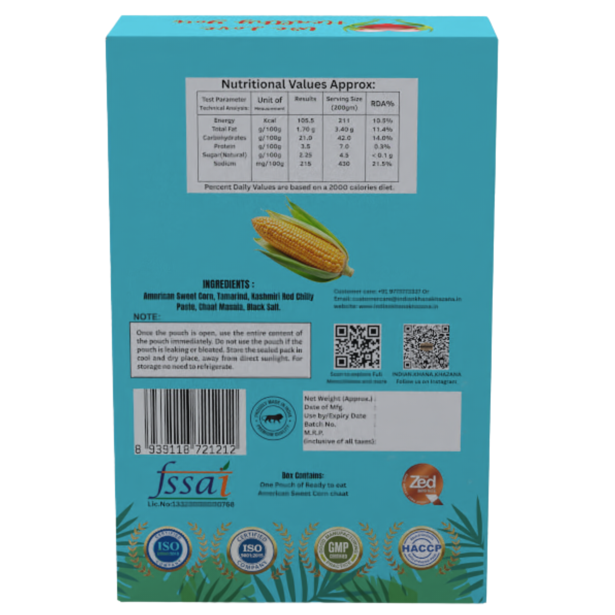 American Sweet Corn Chaat 200gm+200gm | No Added Preservatives