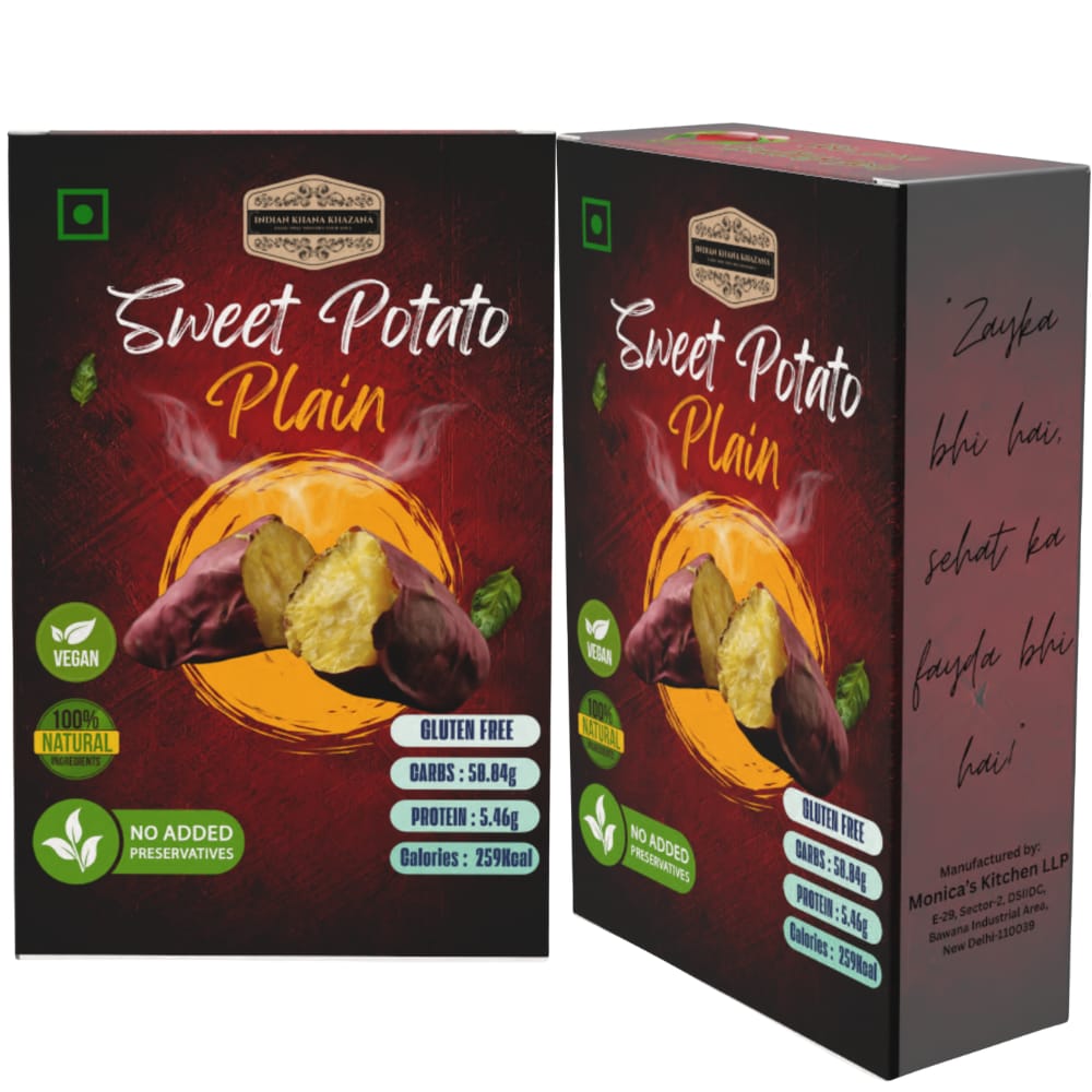 Sweet Potato Roasted Plain Super food | Pre-workout Diet INDIAN KHANA KHAZANA Ready to eat | Indian Tasty Flavour Ready to Eat Super Food Sweet Potato | No Added Preservative and Colours | Pack of 2 (200gm+200gm)