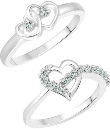 Vighnaharta Valentine Graceful Heart CZ Rhodium Plated Alloy Combo Ring set for Women and Girls [1047FRR-1076FRR] - [VFJ1240FRR16]