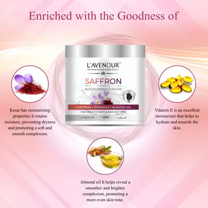 L'avenour Saffron Nourishing Cream with Vitamin E For Soft, Smooth & Radiant Skin - 100ml