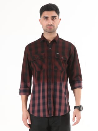 Maroon With Black Checkered Shirt-S / Maroon