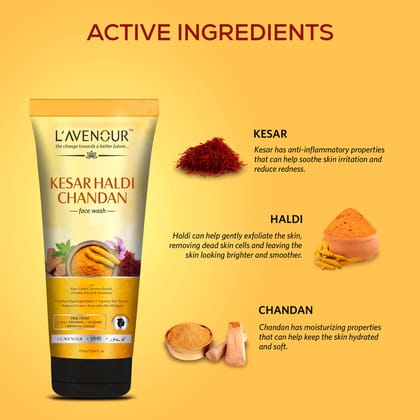 L'avenour Kesar Haldi Chandan Face Wash For Men & Women, Natural Ubtan Facewash - 115ml