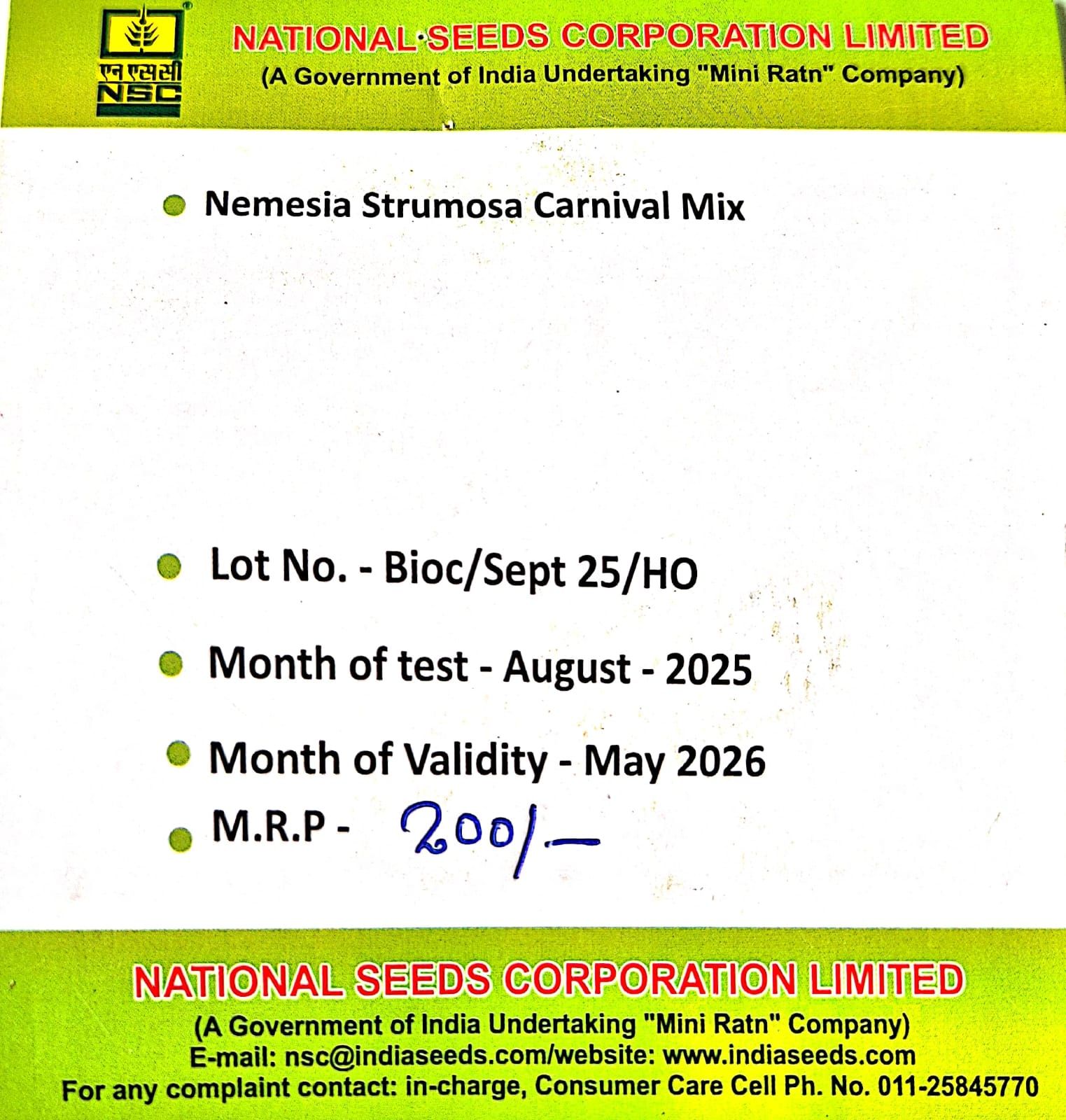 Nemesia Strumosa Carnival mix-3 gms