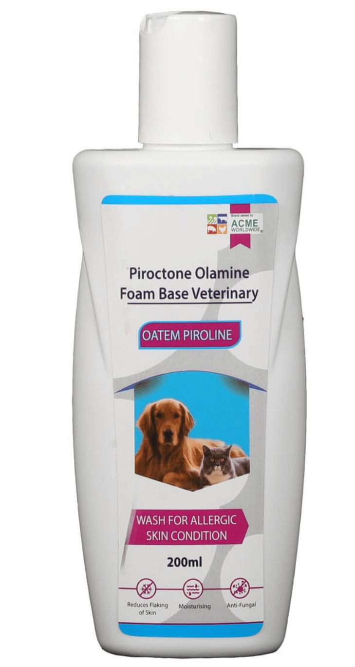 Oatem Piroline ( Piroctone Olamine) Dog Shampoo for Allergic Skin Conditions, Foam Base, 200ml