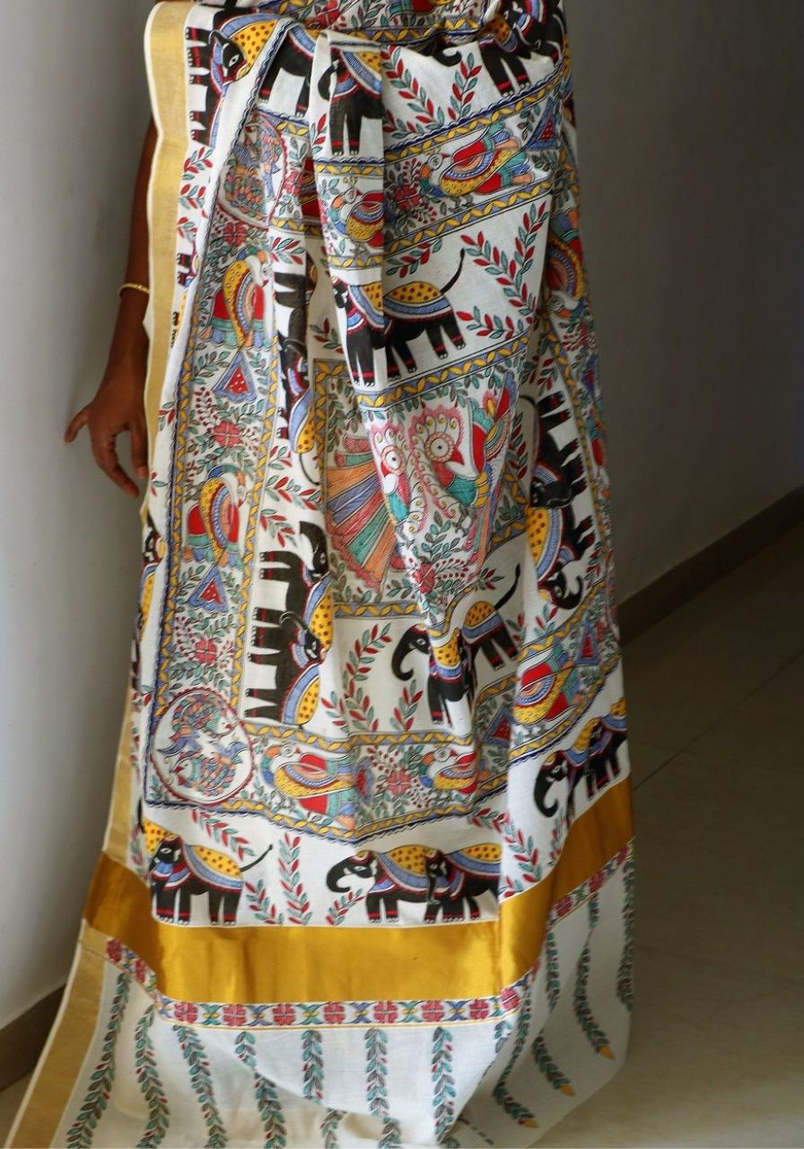 Madhubani print saree