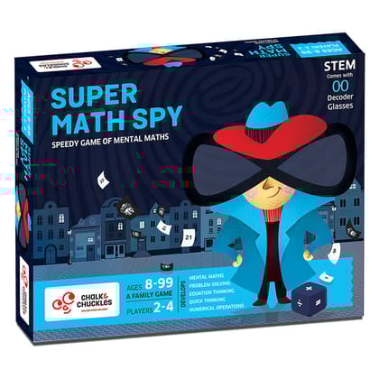 Chalk and Chuckles Super Word Spy - Fun Family Word Game, Kids and Adults Age 8 and Up (8-99 Yrs), Educational Board Games for Girls, Boys 10 Years,Color Multi-Super Math Spy