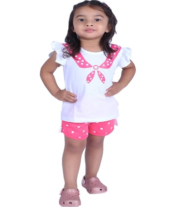 CATCUB Girls 100% Cotton Top With ( White )