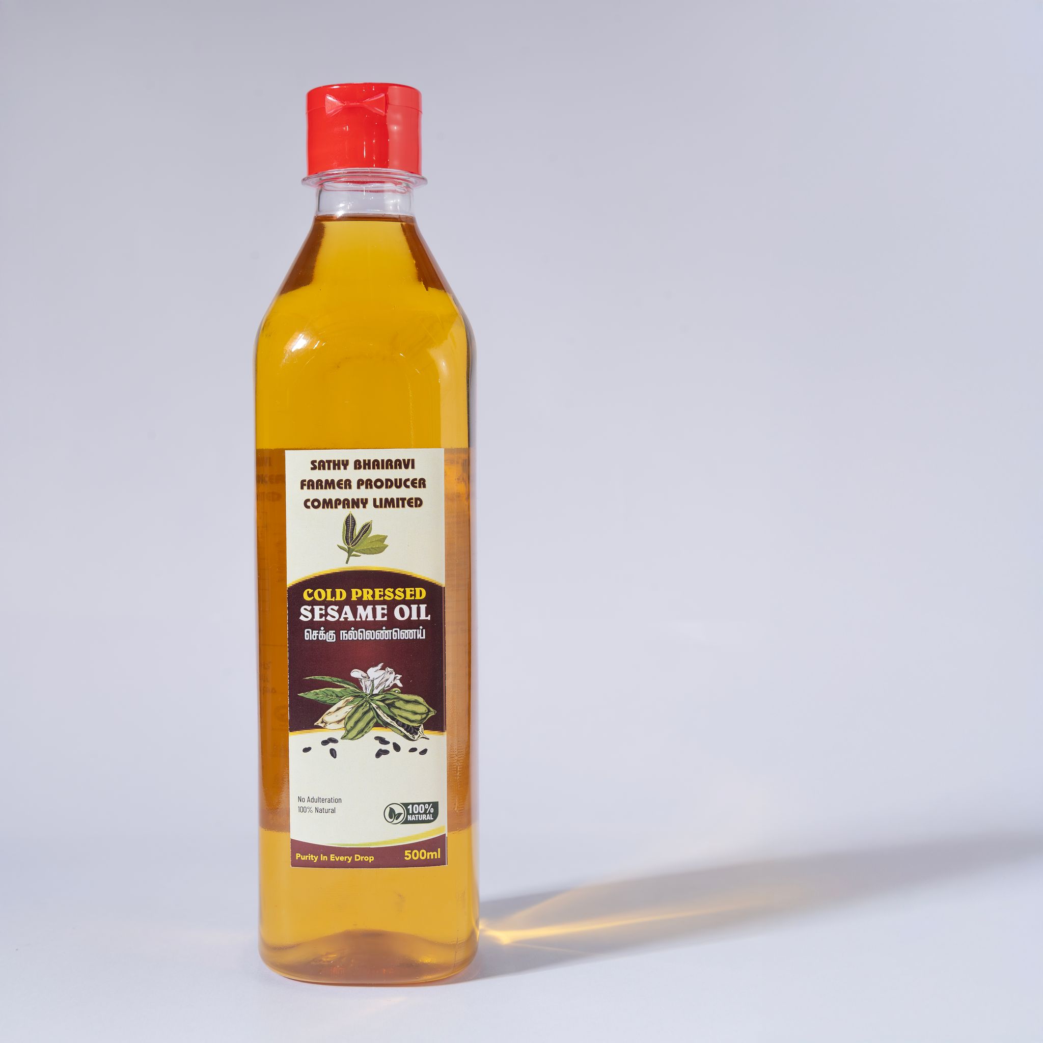 SATHY BHAIRAVI Cold Pressed Sesame Oil - 500ml Pure & Natural Gingelly Oil