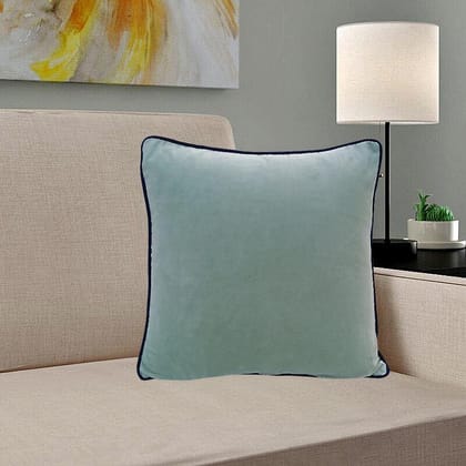 Grey Velvet Cushion Cover with piping-12 x 12 inches / Plain Cotton Backing