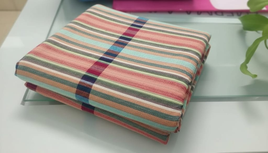 RRR Multicolor Striped Cotton Blend Fabric Towel