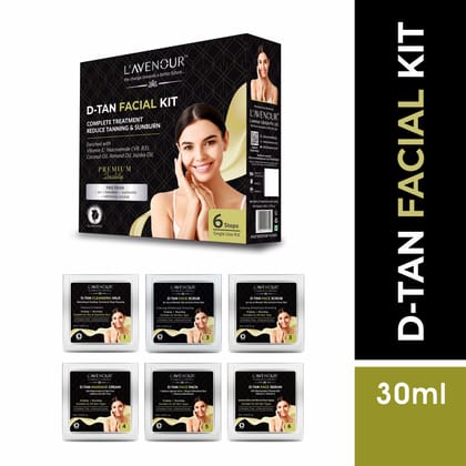 L'avenour D-Tan Facial Kit For Instant Glow, Smoothes Skin, Reduce Tanning & Pigmentation - 30ml