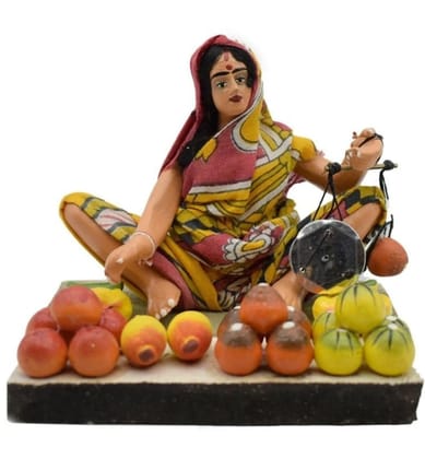 Handcrafted Traditional Indian Fruit Seller Figurine Ethnic Decor Handcrafted Traditional Indian Fruit Seller Figurine Ethnic Decor