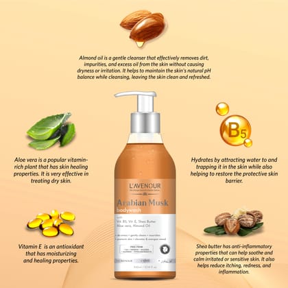 L'avenour Arabian Musk Body Wash For Deep Cleansing & Luxury Bath | Shower Gel For Men & Women 300ml
