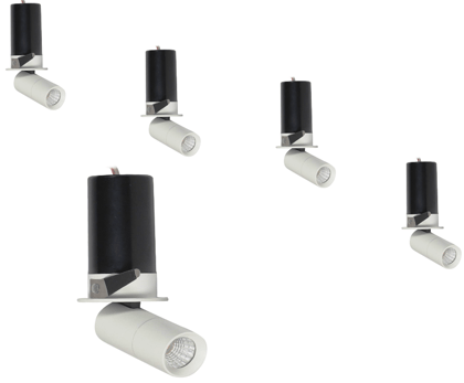 Pop out/ Zoom Out Recessed 360 Degree Adjustable COB Light | 5watt | 3000k (Warm White) | Body Color - White | Packed of 5pcs | Indoor used for Painting, Photo-Frames or Wall High-Lighting Purpose