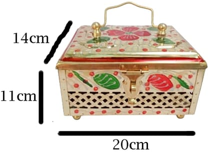 Mii Art brass paan daan,trinket box,pan masala box,refreshment box,and pan thukdan (size-large) pack of 2 pcs.