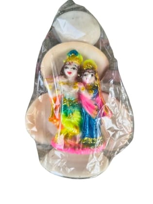 Handcrafted Radha Krishna Idol on Shell Base - Colorful Resin Statue for Home Decor Handcrafted Radha Krishna Idol on Shell Base - Colorful Resin Statue for Home Decor