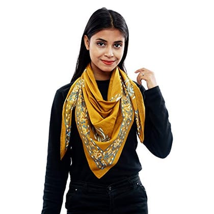 Eri Silk Printed Scarf Yellow