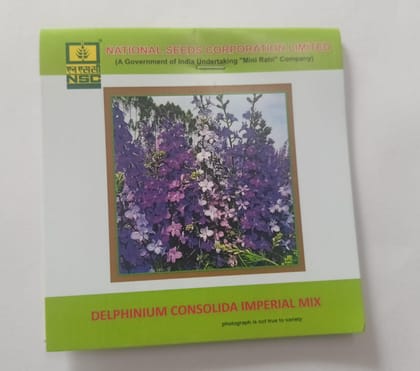 NSC Flower Delphinium Consolida Imperial Mix  3 Gram Truthfully Labelled Seed Pouch