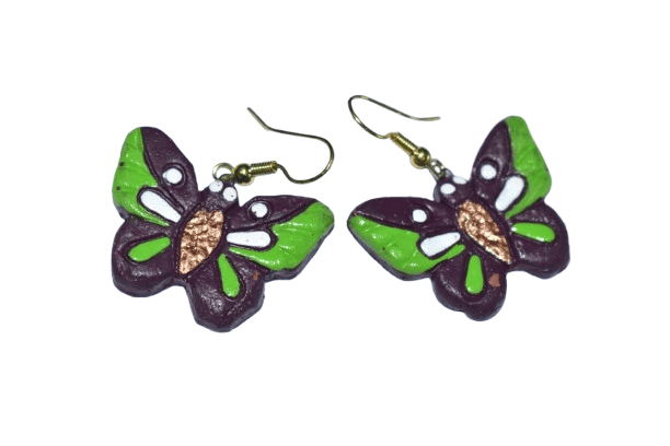 Charming Butterfly Design Brown & Green Drop Earrings for Women