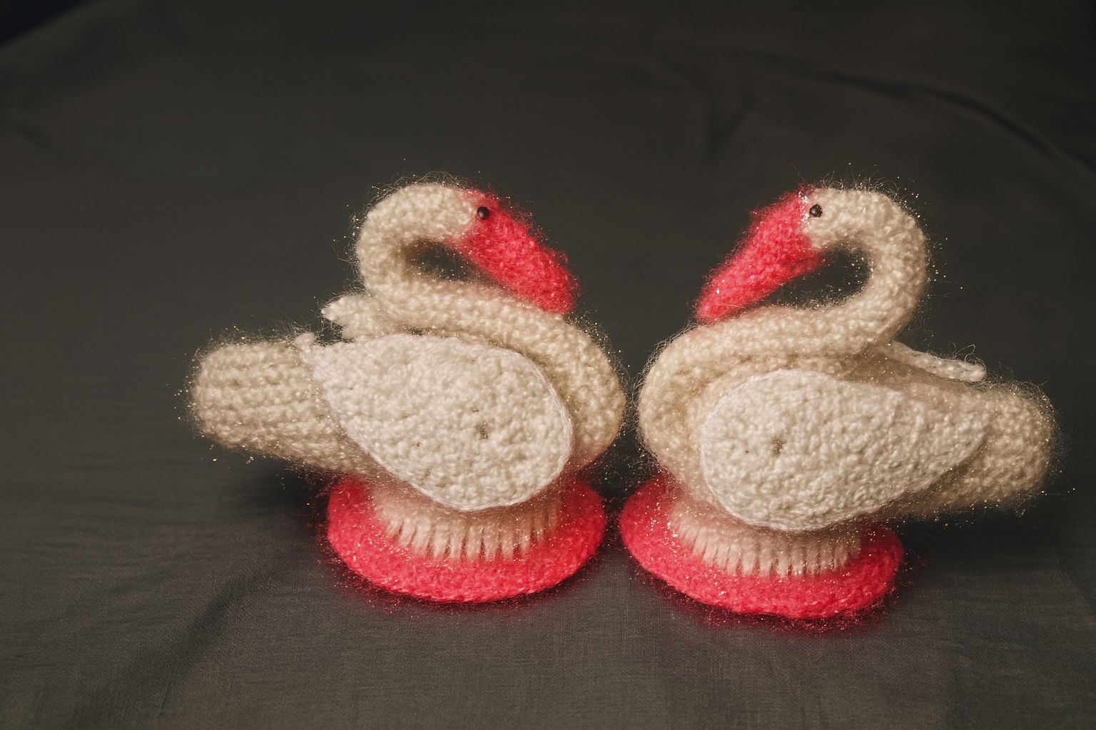 Elegant Hand-Crocheted Swan Pair Decorative Figurines