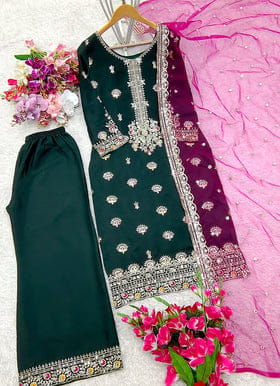 Party Wear Beautiful Top-Plazzo And Dupatta Party Wear Beautiful Top-Plazzo And Dupatta