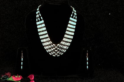 Forever Glam look Rice Necklace Set-Sky Blue
