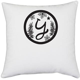 UDNAG White Polyester Christmass, Christmas Monogram Alphabet Y Pillow Cover (16 Inch X 16 Inch)
