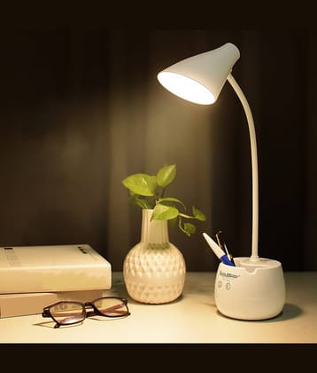 IDOLESHOP - White Study Table Lamp ( Pack of 1 )