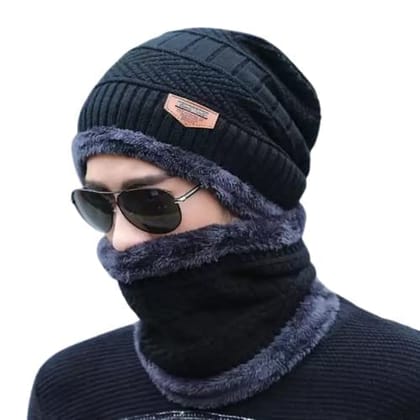 Winter Cap & Muffler for Men & Women| Beanie Cap - 1 Set|