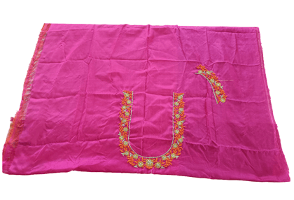 Hot Pink Embroidered Unstitched Silk Blouse Piece for Women