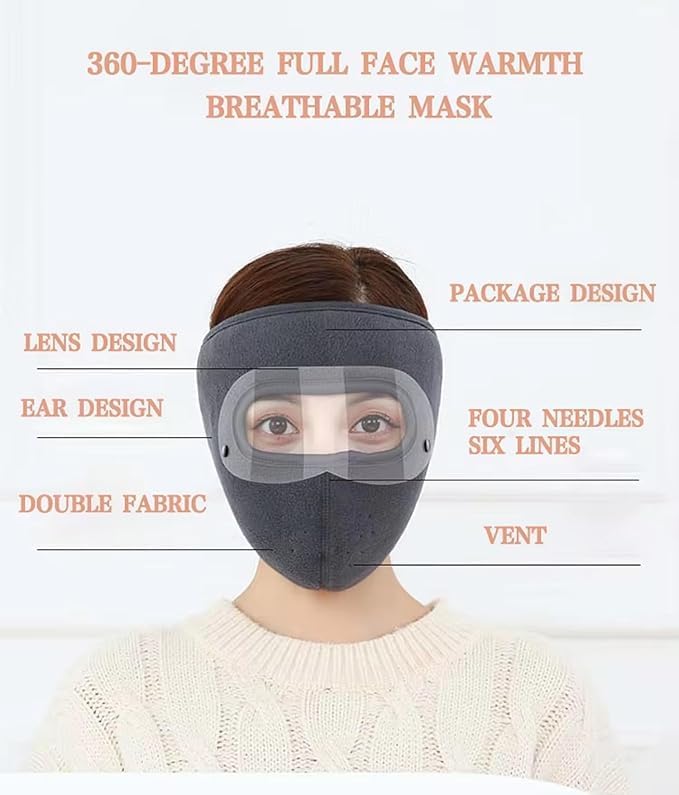 Cotton Unisex Winter Face Mask with Eye Shield – Windproof, Sun Protection, Warm – For Biking, Cycling, Men & Women