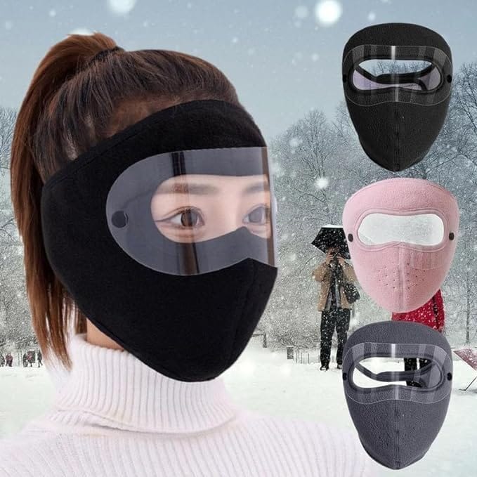 Cotton Unisex Winter Face Mask with Eye Shield – Windproof, Sun Protection, Warm – For Biking, Cycling, Men & Women