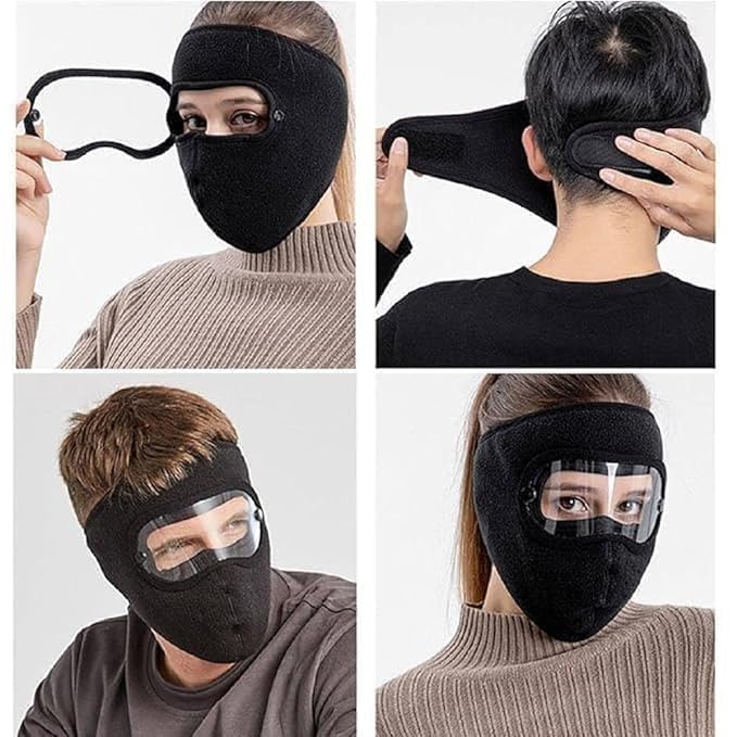 Cotton Unisex Winter Face Mask with Eye Shield – Windproof, Sun Protection, Warm – For Biking, Cycling, Men & Women