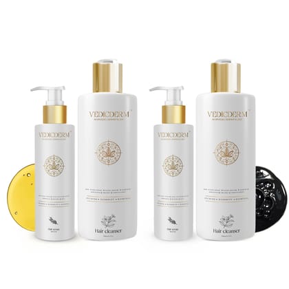 VEDICDERM Sensitive Scalp Bundle | Hair Serum & Cleanser 300ml | Soothes Itchy, Dry & Flaky Scalp | Reduces Irritation, Strengthens Hair & Restores Scalp Health | Sulfate & Paraben-Free (Pack of 2)