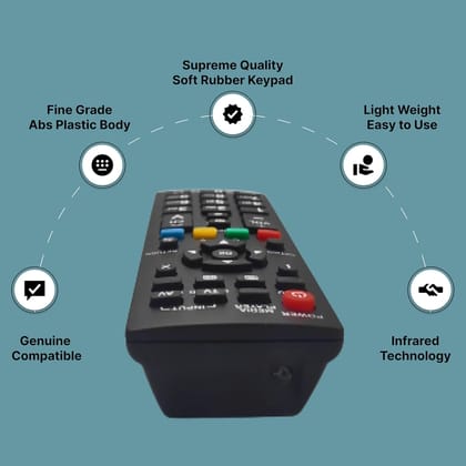 V3Deals Compatible Panasonic TV Remote Control with Media Player, Sttl/Ad, Guide & Aspect Buttons |Matches Every Button of Your Original Remote (Exactly Same Remote Will Work Only) (Panasonic 1728)
