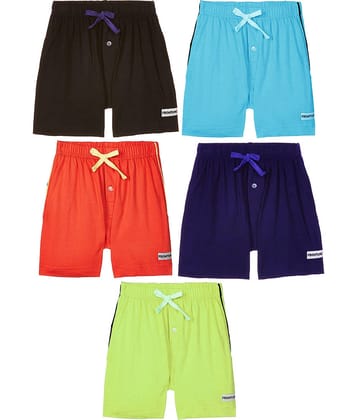 Rupa Frontline Ninja Cotton Plain Multicolour Pocket Boxer Outer Wear for Kids/Boys - Pack of 5