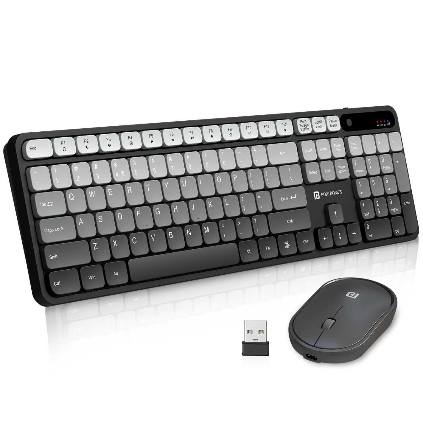 Portronics Key11 Combo Rechargeable Wireless Keyboard and Mouse Set (Grey)