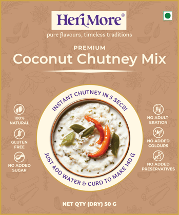 HeriMore Instant Coconut Chutney Mix, 50g