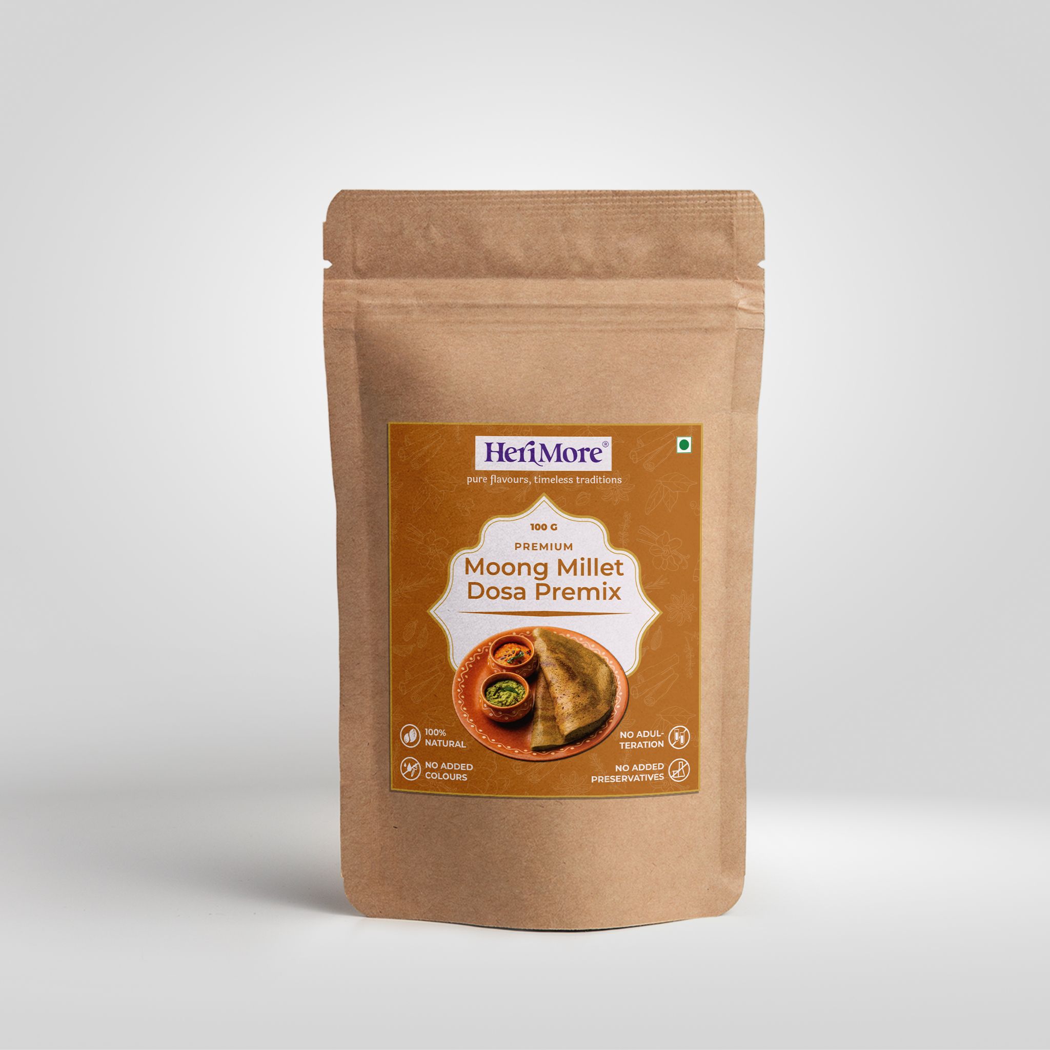 HeriMore Moong Millet Dosa Mix - 100g, 100% Natural, Gluten-Free, No Added Sugar