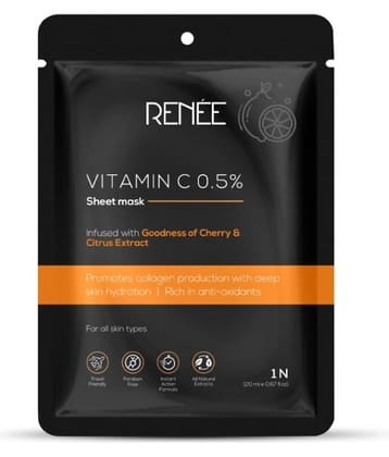 RENEE Vitamin C Sheet Mask, Promotes Collagen Production, Restores Natural Glow