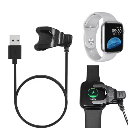 Replacement Charging Cable Universal Clip 2 Pins Cable, Smart Watch Charger Cable for W26, W26plus, T500, T55, Noise Colour Fit Pro 4 3 2 Smart Watch, Fitness Band(Black, Charge Only)