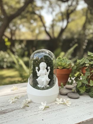 Lakshmi Idol Terrarium Globe with Moss - Prosperity & Home Decor