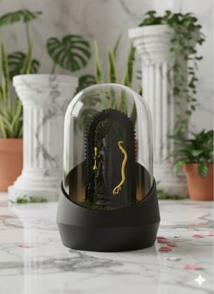 Divine Ram lalla Glass Dome Decor with Moss Base