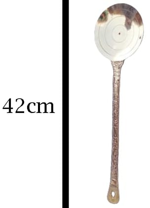 Mii Art Pure Brass Spoon Pital Cooking & Serving Kitchen Tools, Salad Spoon, Flip Spatula, Ladle, Brass Utensils(size-42cm) Pack of 1pcs.