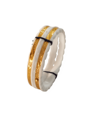 Purabi Jewels Original Shakha Badhano Bandhani with Gold Plating for Women Yellow Gold Pola Bangles/Gold Handmade Chudi/Wedding Chooda for Women (Set of 2pcs, 6mm Broad) - White