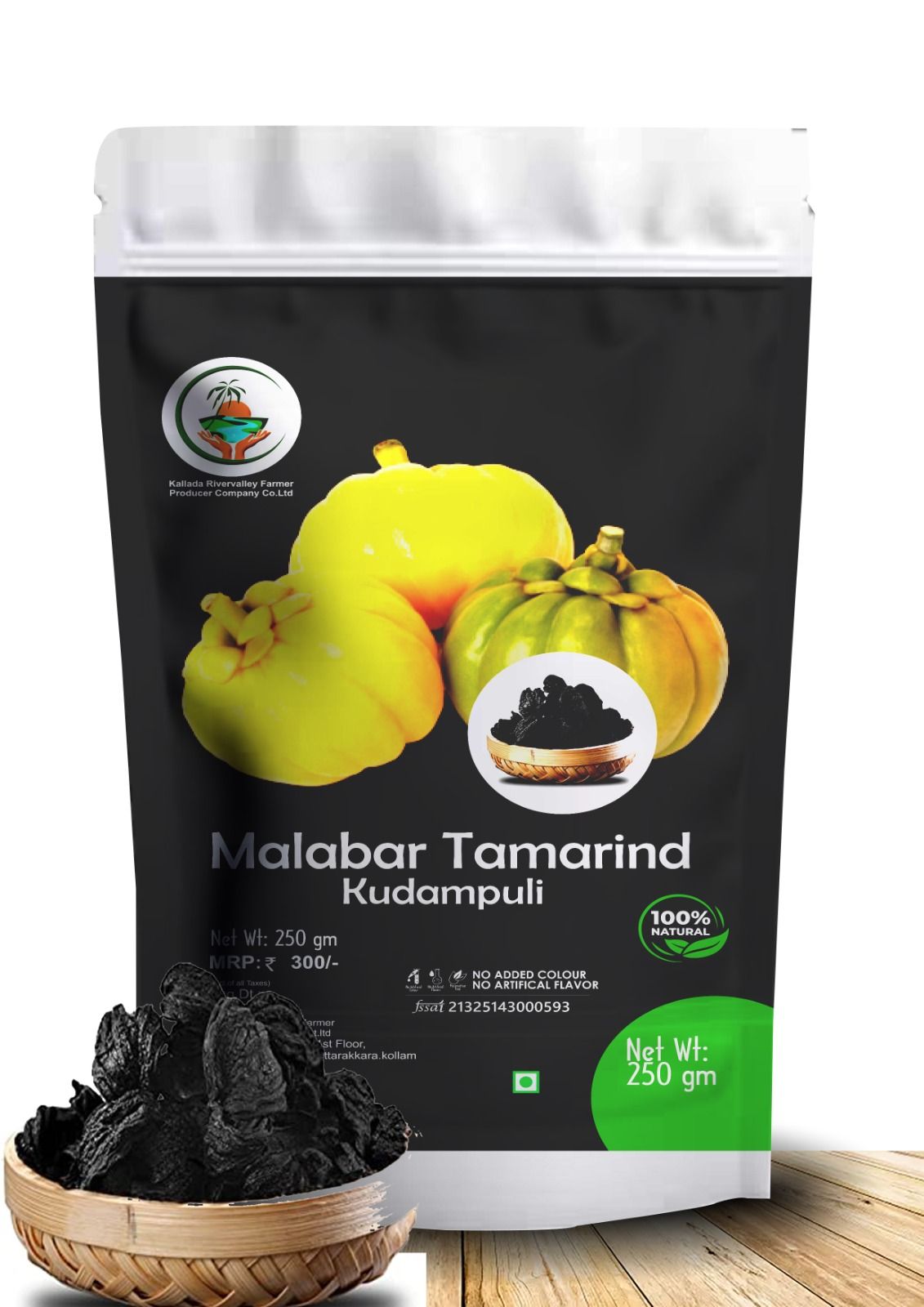 Natural Malabar Tamarind Kudampuli 250gm