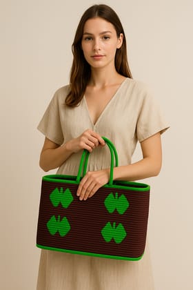 Stylish Brown Woven Tote Bag 